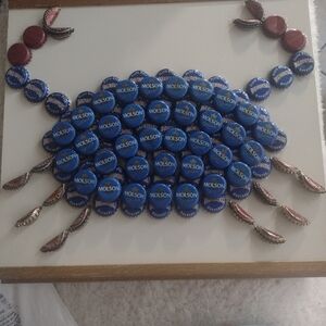 Molson Blue Bottle Cap Crab Art